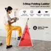 3-Step Aluminum Folding Ladder with Non-Slip Pedal & Footpads