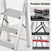 3-Step Aluminum Folding Ladder with Non-Slip Pedal & Footpads