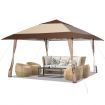 390 x 390 cm UPF 50+ Patio Pop-Up Gazebo with Wheels & Leg Skirts & Portable Bag