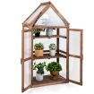 Portable Wooden Mini Greenhouse with Removable Shelves