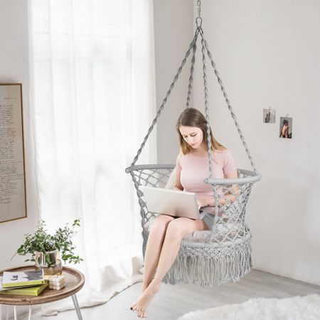 Folding Hanging Chair with Braided Brushes up to 160kg Loadable