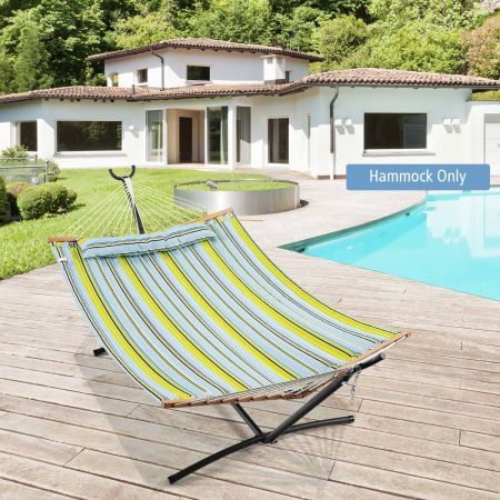 Outdoor Portable Quilted Fabric Hammock with Detachable Pillow (without Stand)