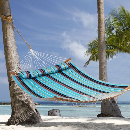 Outdoor Hammock with Detachable Pillow for Patio & Beach