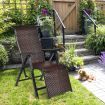 2PCS Folding Reclining Rattan Chair with Adjustable Position for Garden