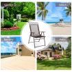 Set of 4 Portable Folding Garden Chairs with Armrests for Outdoor Camping