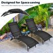 Foldable Chaise Lounge Chairs with 5-level Adjustable Backrest for Backyard