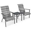 3-Piece PE Rattan Bistro Chairs with Coffee Table for Garden