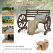 Wooden Wagon Wheel Garden Bench with 2-Person Slatted Seat for Outdoor