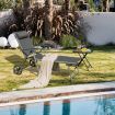 Outdoor Aluminum Chaise Lounge Chair with Wheels and Adjustable Backrest for Patio