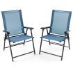 2-Piece Patio Folding Chairs with Weather-resistant Fabric for Garden