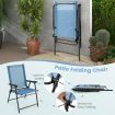 2-Piece Patio Folding Chairs with Weather-resistant Fabric for Garden