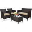 4 Pieces Outdoor Patio Furniture Set with Cushions for Garden & Backyard