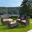 4 Pieces Outdoor Patio Furniture Set with Cushions for Garden & Backyard