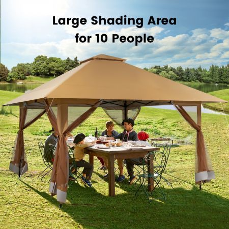 4M x 4M Pop-up Gazebo Canopy with Zippered Netting Mesh Sidewalls