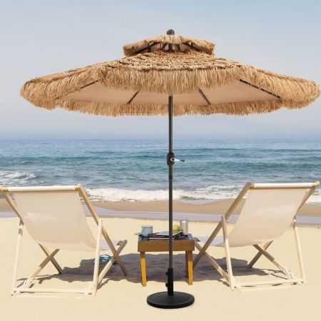 Thatched Tiki Umbrella with 8 Ribs &Tilt Adjustment for Beach