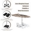 Double-Sided Patio Umbrella with Hand-Crank System and Enhanced Base for Residential and Commercial Use