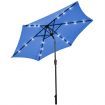 2.7m Solar Powered LED Lighted Patio Umbrella with Tilt & Crank