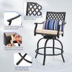 Set of 2 Outdoor Bar Height Chair with Soft Cushions for Poolside, Backyard, Garden