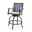 Set of 2 Outdoor Bar Height Chair with Soft Cushions for Poolside, Backyard, Garden