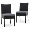 2-Piece Outdoor PE Wicker Dining Chair Set with Soft Cushions