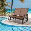 2-Person Patio Glider Bench with High Back & Curved Armrests