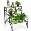 3-Tier Metal Plant Stand with Open Shelves for Garden