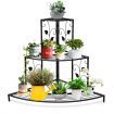 3-Tier Metal Corner Plant Stand for Indoor & Outdoor Use