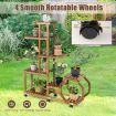 Multi-Layer Wooden Plant Stand with 360 degree Swivel & Lockable & Detachable Wheels