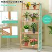 4-Tier Bamboo Plant Shelf with Guardrails for Patio, Bathroom