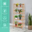 4-Tier Bamboo Plant Shelf with Guardrails for Patio, Bathroom