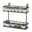 2-Tier Flower Pot Holder with Adjustable Hooks for Patio/Porch