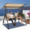 2 seat Outdoor Patio Swing with Adjustable Canopy for Garden/Porch/Backyard