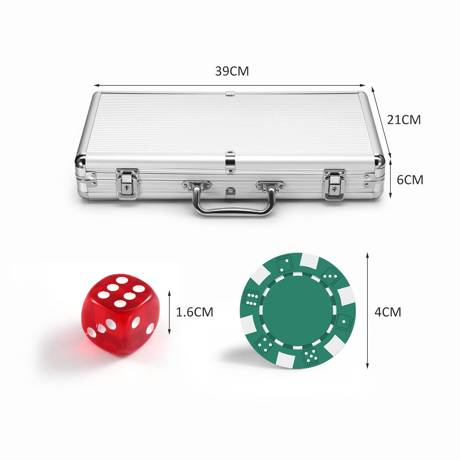 300 Poker Card Chips Professional Casino Dice Dealer Game Play Set Small Big Blind Holographic Eagle Aluminium Case