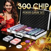 300 Poker Card Chips Professional Casino Dice Dealer Game Play Set Small Big Blind Holographic Eagle Aluminium Case