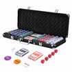 500 Poker Card Chips Professional Casino Dice Dealer Game Play Set Small Big Blind Holographic Eagle Aluminium Case