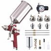 HVLP Spray Gun Gravity Feed Car Paint Sprayer Kit Air Regulator Gauge Auto Fence Wall Door Chair 1L Aluminium Cup 3 Nozzles 1.4mm 1.7mm 2.5mm