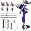 HVLP Spray Gun Kit Car Paint Sprayer Air Regulator 1L Aluminium Cup 3 Fluid Tips Gravity Feed Gauge Automotive Touch Up Primer Fence Wall Furniture