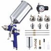 HVLP Spray Gun Kit Car Paint Sprayer Air Regulator 1L Aluminium Cup 3 Fluid Tips Gravity Feed Gauge Automotive Touch Up Primer Fence Wall Furniture