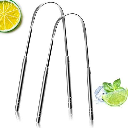 2 Pack Tongue Scraper,100% Surgical 304 Stainless Steel Tongue Cleaner for Adults And Kids, Professional Tongue Brush for Oral Care,Improve Bad Breath and Fresh Breath