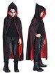 150CM Halloween Vampire Cloak Reversible Hooded Vampire Cape for Halloween KIDS Cosplay, Black and Red