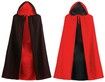 150CM Halloween Vampire Cloak Reversible Hooded Vampire Cape for Halloween KIDS Cosplay, Black and Red