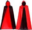 120CM Halloween Vampire Cloak Reversible Hooded Vampire Cape for Halloween KIDS Cosplay, Black and Red