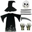 Grim Reaper Costume Kids Glow in the Dark Deluxe Phantom Halloween Party Carnival 130-140cm Spooky Dress Up Cosplay