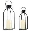 Modern Farmhouse Lantern Decor,Black Metal Candle Lanterns Living Room Decor,Lanterns Decorative w/ Timer Flickering Candles for Home Decor,Indoor,Outdoor,Table,Fireplace Mantle Decor (2Pack)