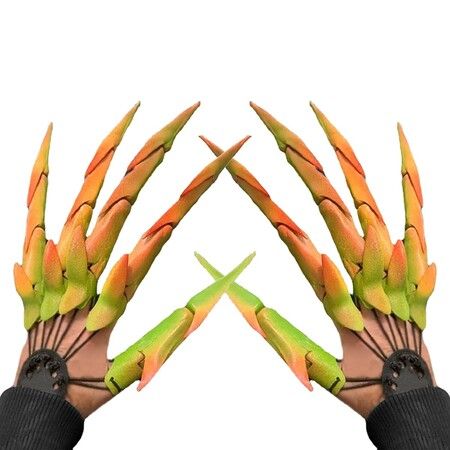Articulated Finger Extensions Halloween GlovesSkeleton Bone Claw Scary Hand Reaper Gloves Adult Decorations (1 Pair)