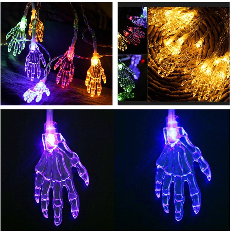 30 Led 4.5M Colorful Halloween Decor String Light Hand Bone Shape String Lights for Home,Garden Decoration