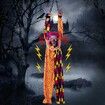 Halloween Hanging Animated Clown with Chain, Red Light-Up Eyes, Sound and Touch Activated for Halloween Decorations, Indoor Outdoor Accessory