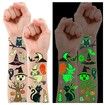 100 Styles Glow Halloween Party Supplies, Luminous Halloween Temporary Tattoos for Kids Birthday Party Decorations Favors, Halloween Gifts Goodie Bag Fillers (10 Sheets)