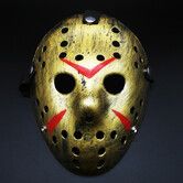 Jason Mask, Friday the 13th Halloween Cosplay Mask Masquerade Horror Mask Christmas with Adjustable Straps Dark Gold