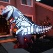 2.1m Halloween Inflatables Outdoor dino dinosaur with Pumpkin  Blow Up Yard Decoration with LED Lights Built-in for Holiday Party Yard Garden